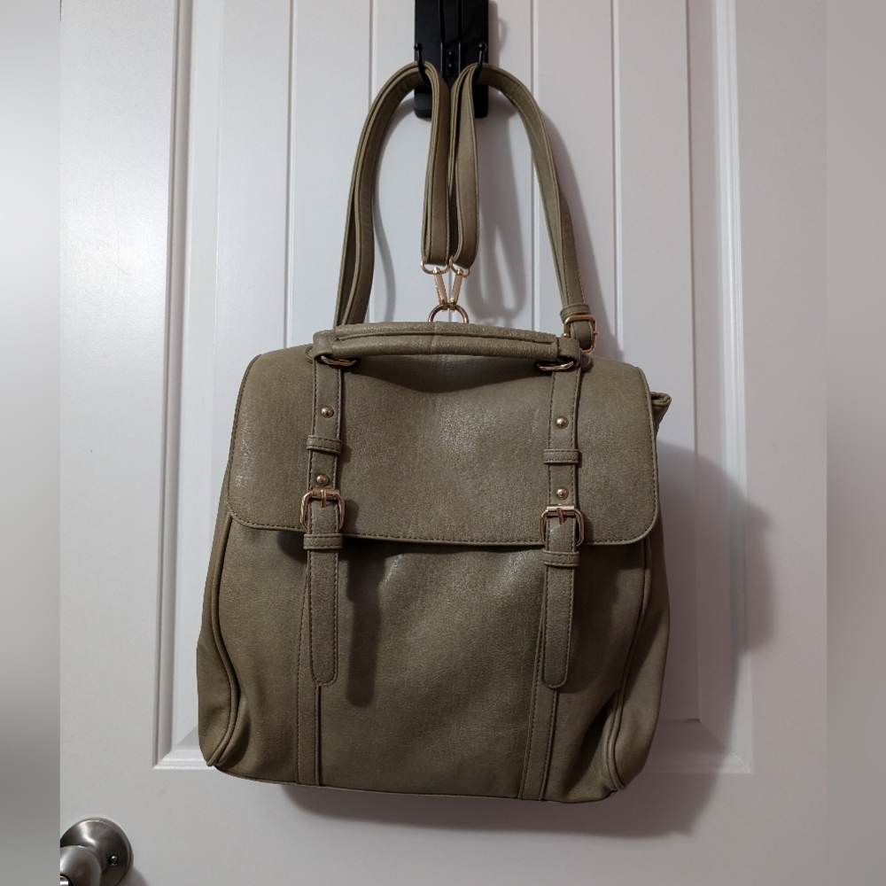 NWOTS MMS Vegan Leather Backpack Khaki Green Large